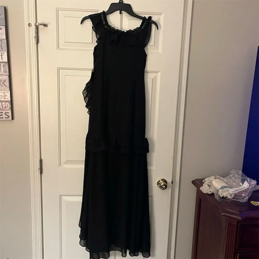 Tobi Women's Petite Black Ruffle Maxi Dress Sleeveless Formal S - Picture 5 of 6